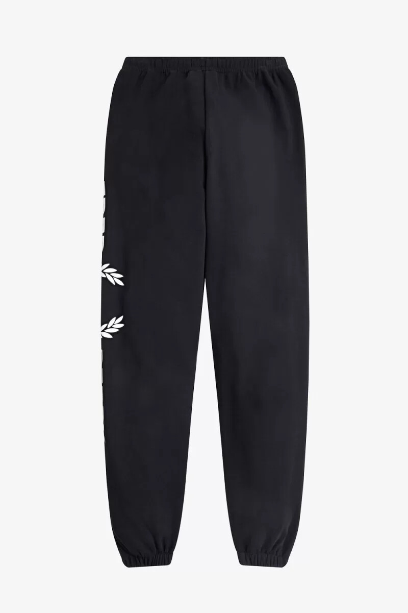 fred perry graphic branded sweatpants dam svarta
