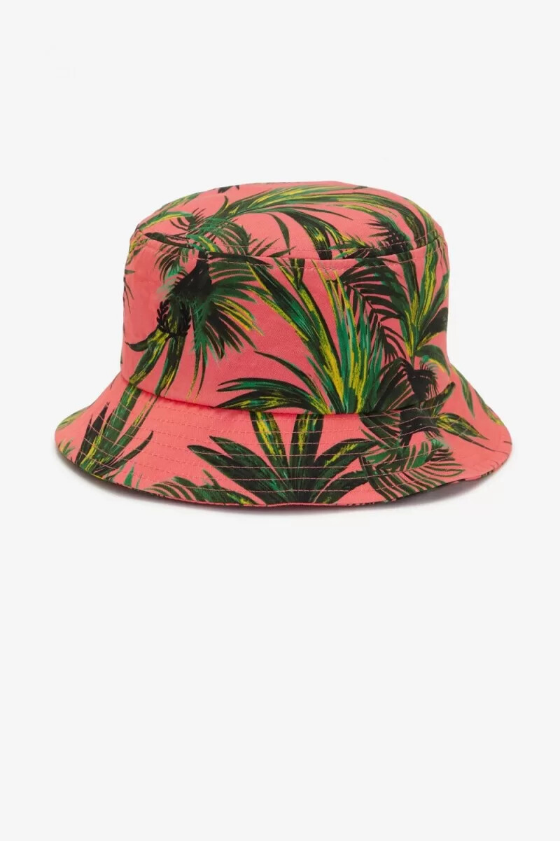 fred perry palm print bucket damkepsar coral heat