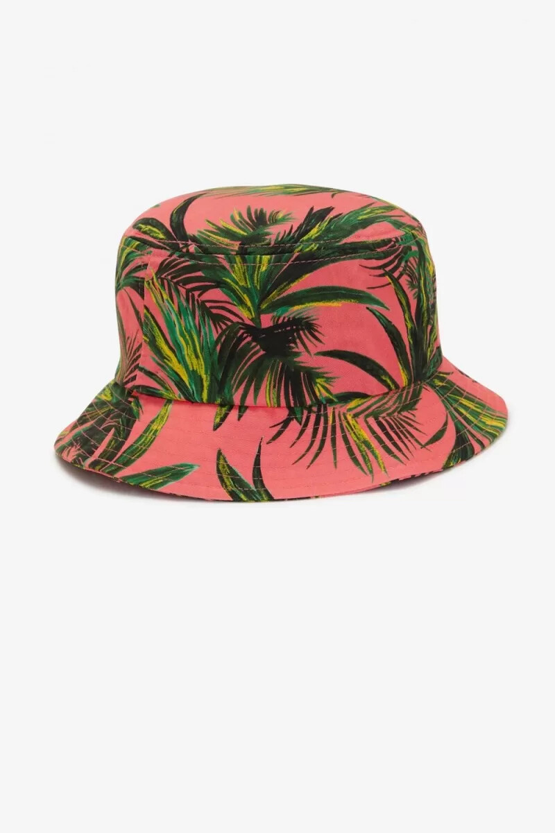fred perry palm print bucket damkepsar coral heat