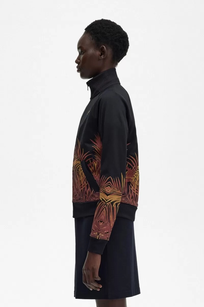 fred perry palm print track damjackor svarta