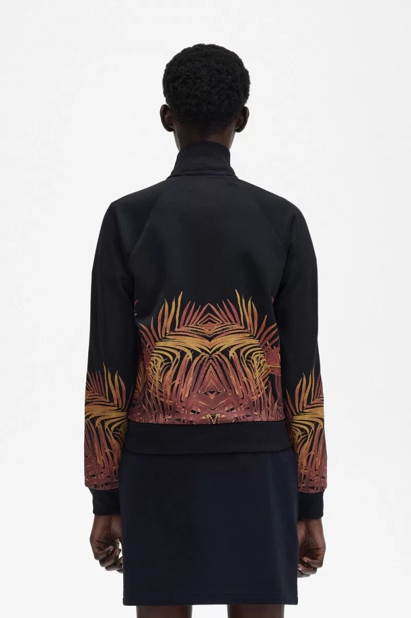 fred perry palm print track damjackor svarta