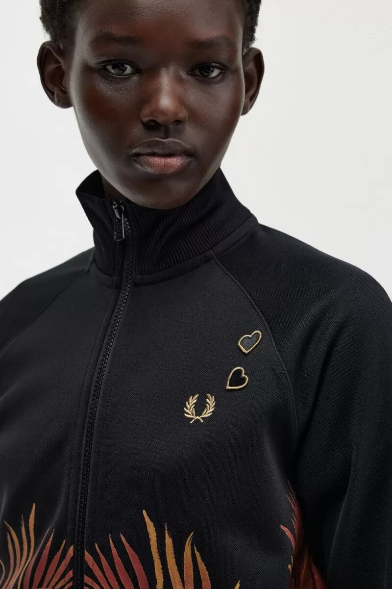 fred perry palm print track damjackor svarta