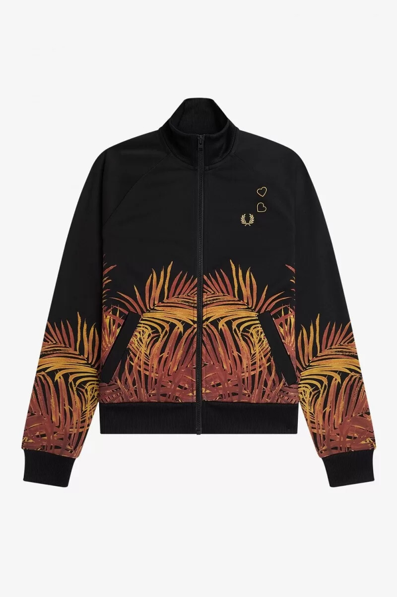 fred perry palm print track damjackor svarta
