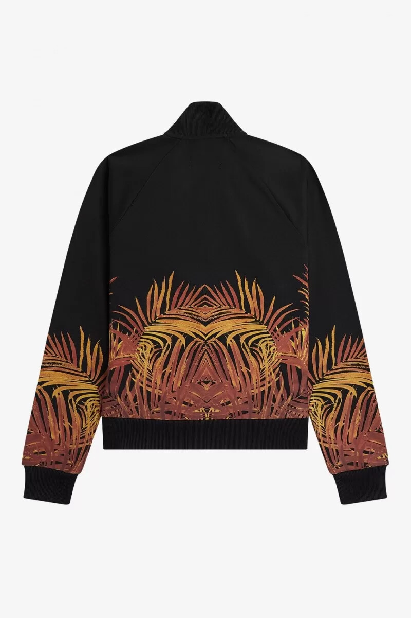 fred perry palm print track damjackor svarta