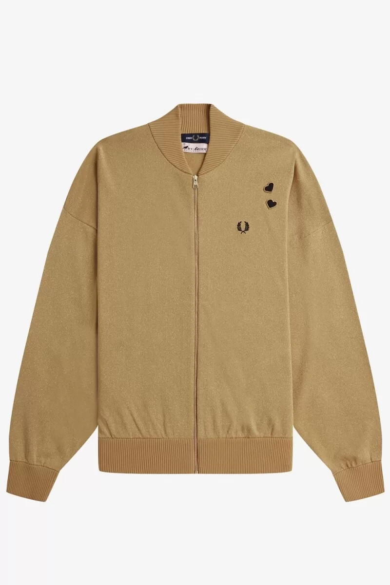fred perry metallic stickad bomber damjackor 1964 guld