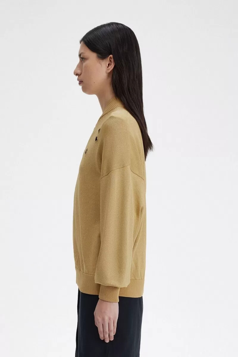 fred perry metallic stickad bomber damjackor 1964 guld