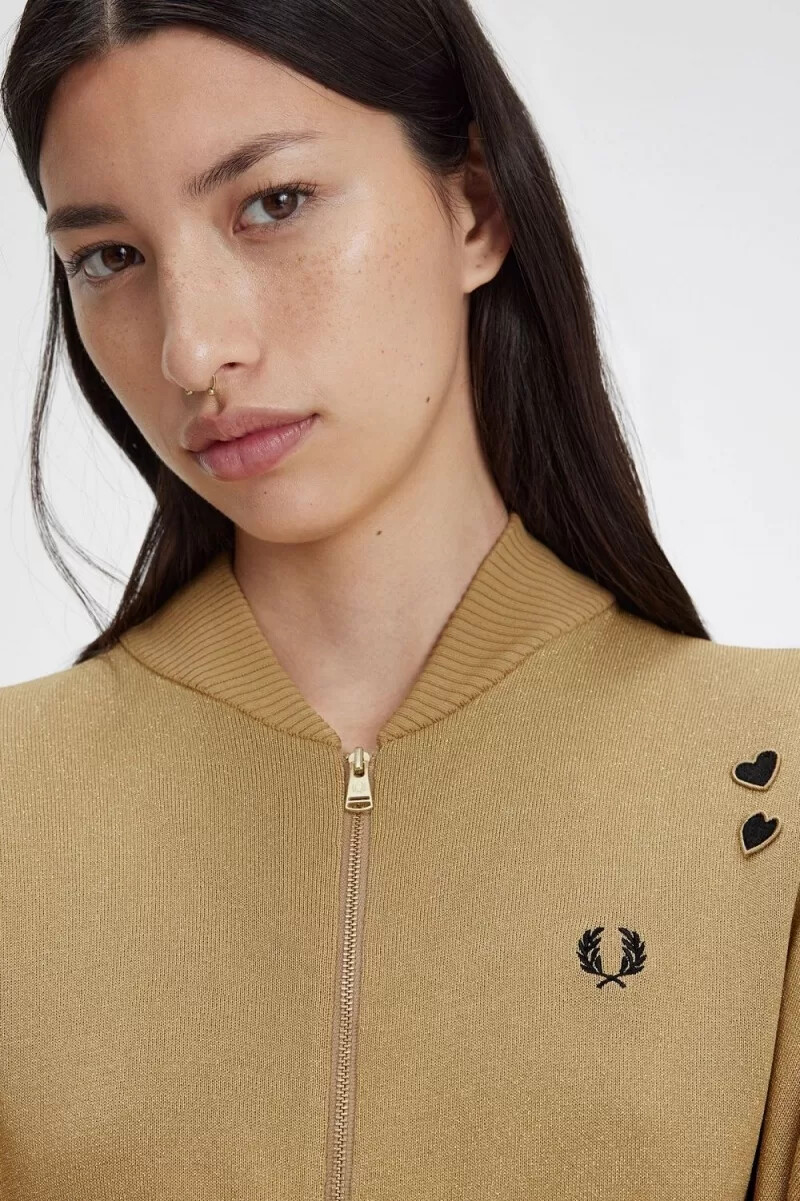 fred perry metallic stickad bomber damjackor 1964 guld