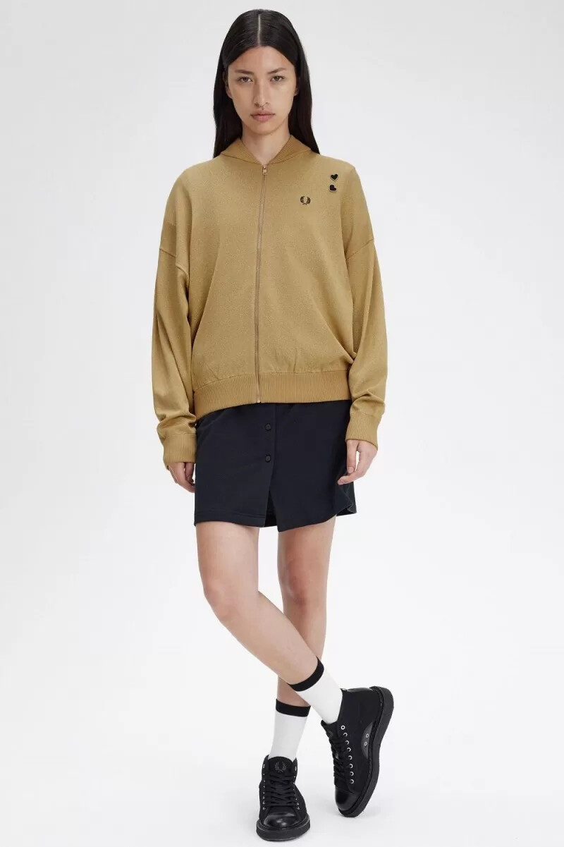 fred perry metallic stickad bomber damjackor 1964 guld