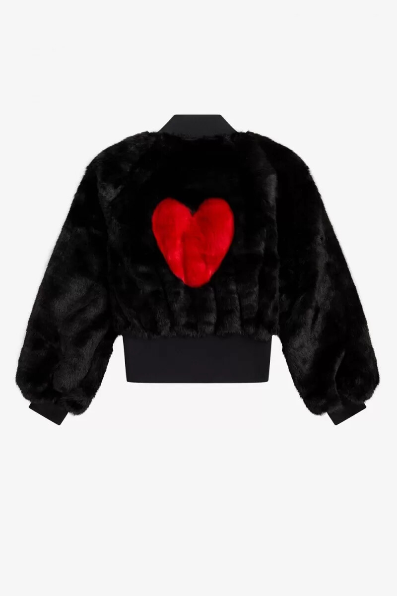 fred perry hjärtdetalj fuskpäls damjackor svarta