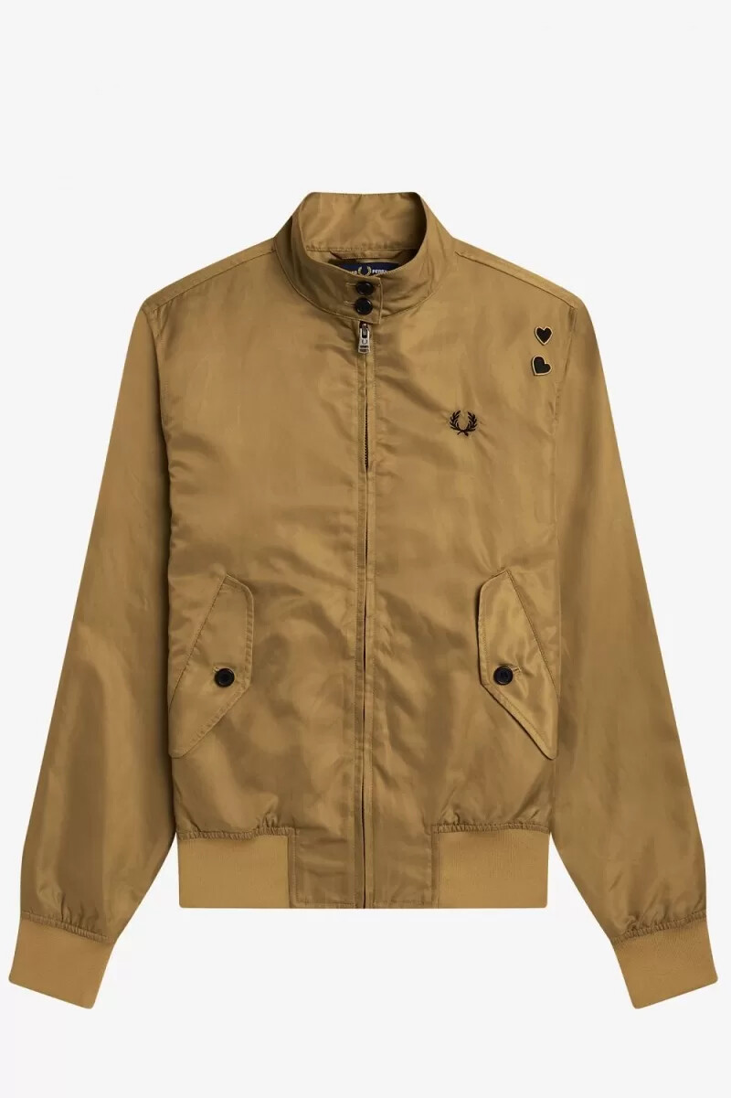 fred perry mönstrad foder dragkedja damjackor grön