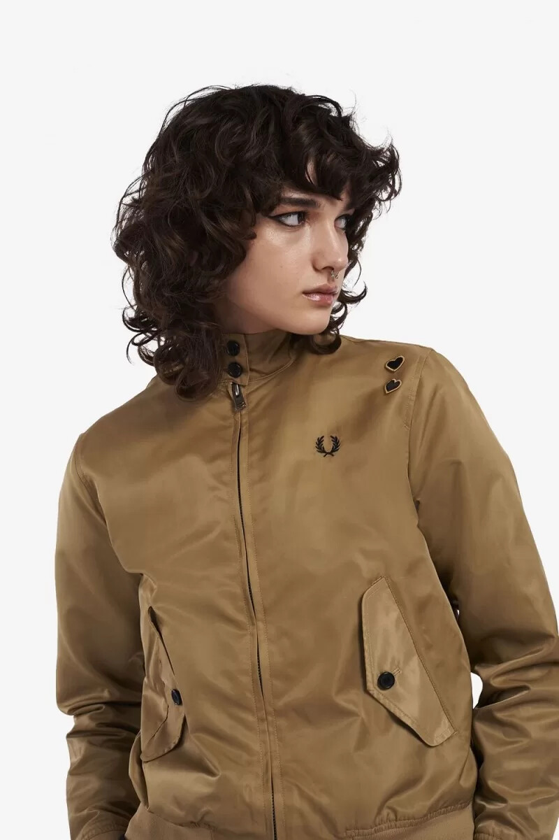 fred perry mönstrad foder dragkedja damjackor grön