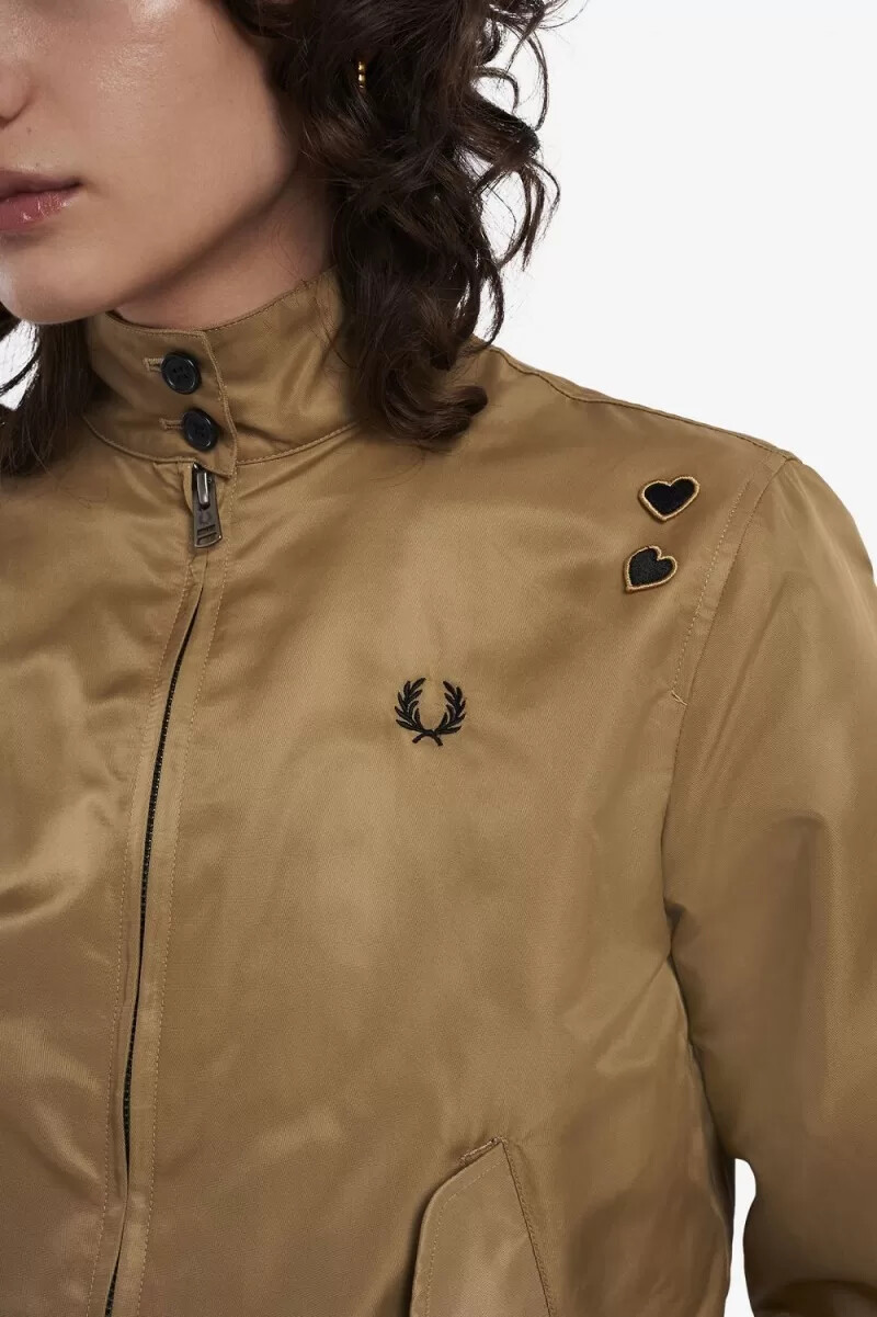 fred perry mönstrad foder dragkedja damjackor grön