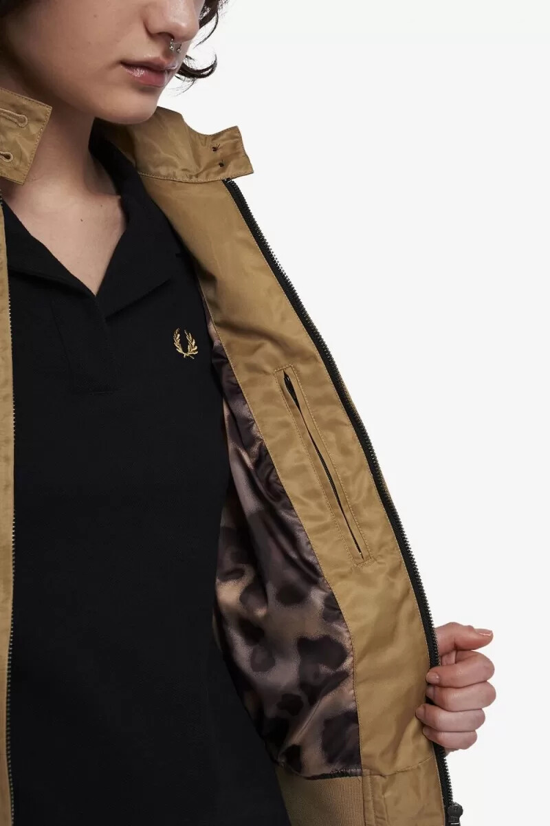 fred perry mönstrad foder dragkedja damjackor grön