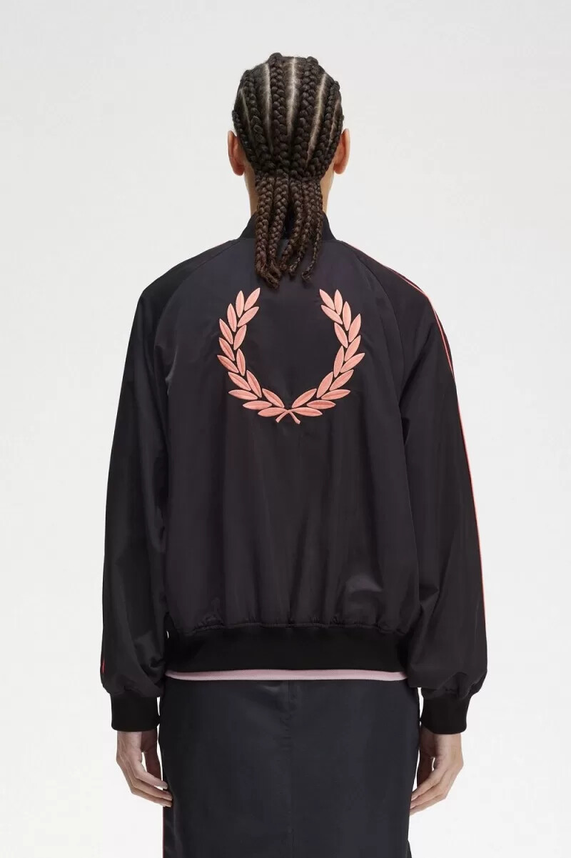 fred perry tryckt foderbomber damjackor svarta