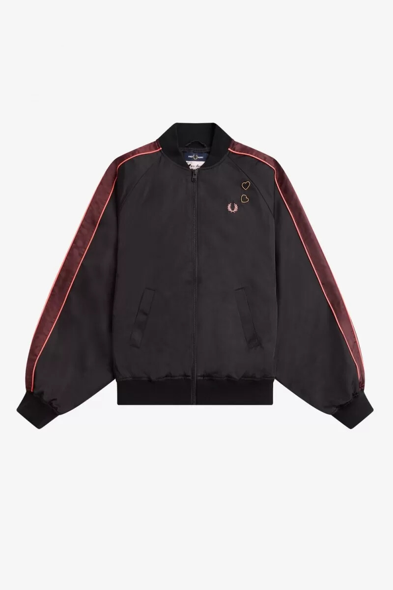 fred perry tryckt foderbomber damjackor svarta