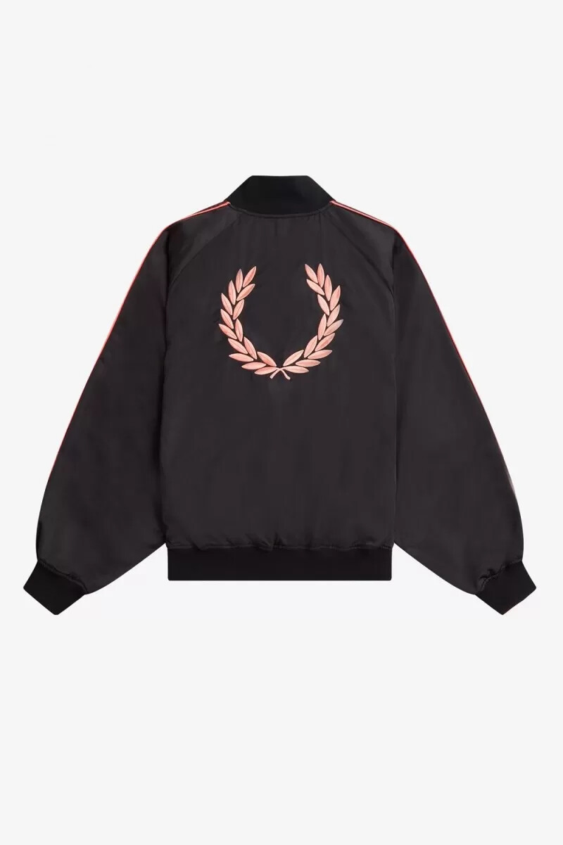 fred perry tryckt foderbomber damjackor svarta