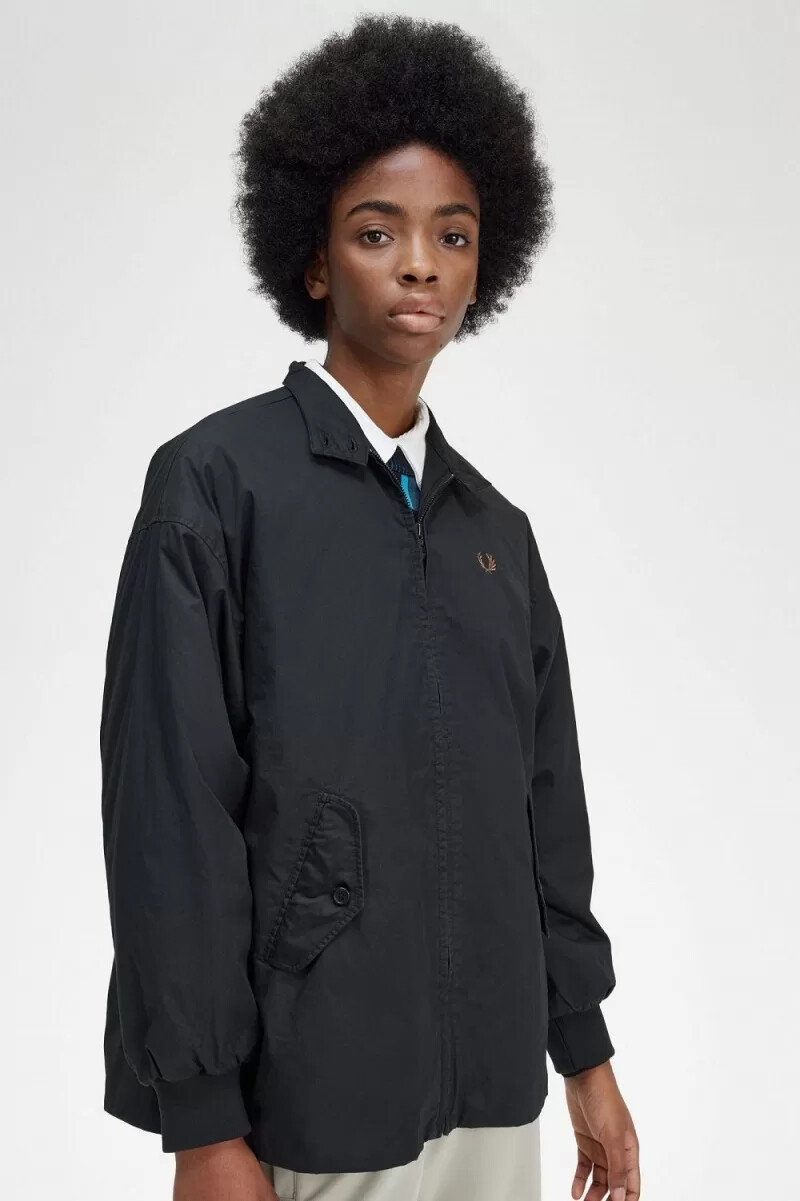 fred perry vadderade dragkedja damjackor svarta
