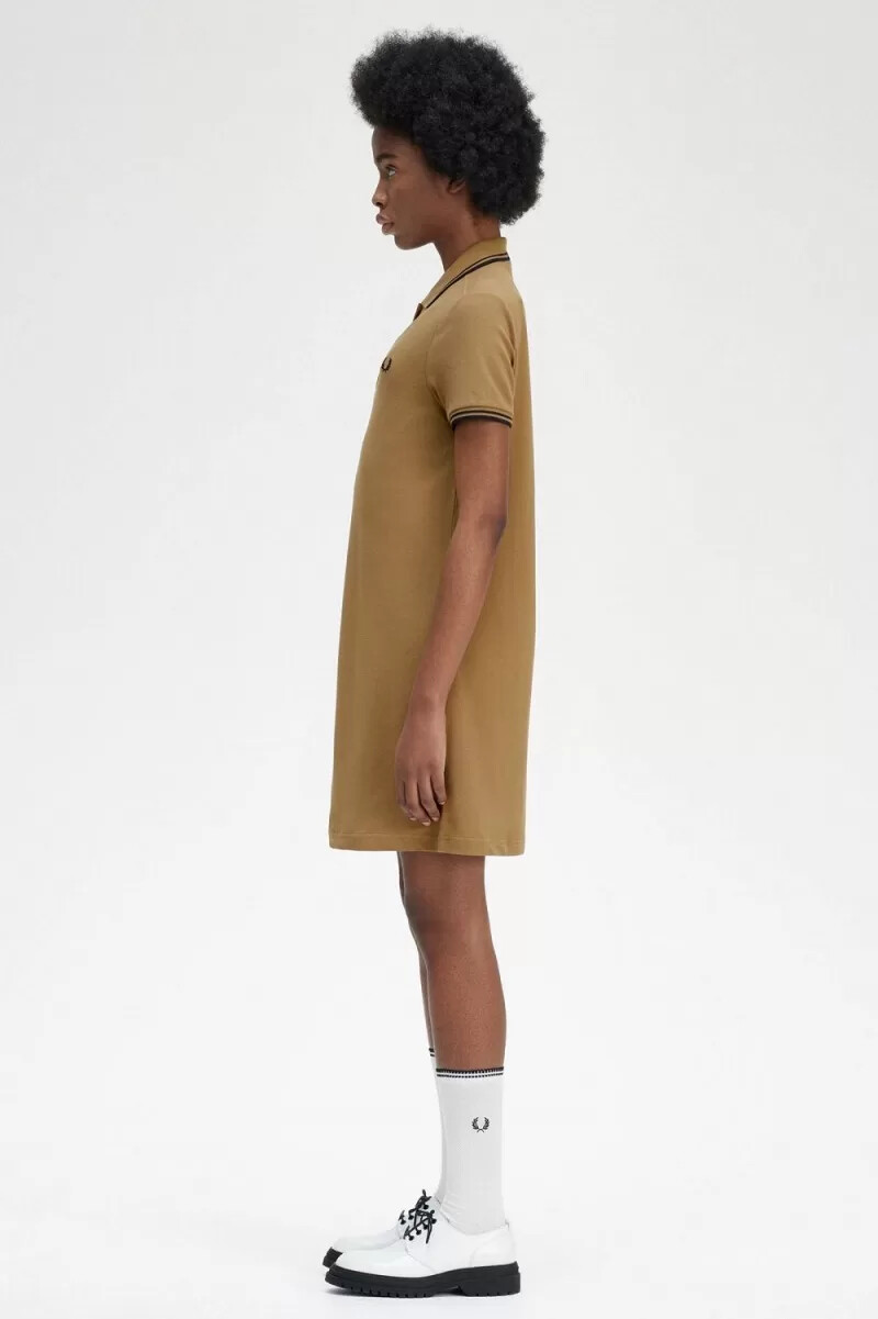 fred perry twin tipped skjorta dam klänning brun