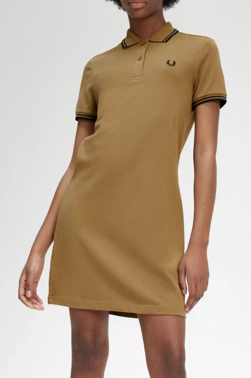 fred perry twin tipped skjorta dam klänning brun