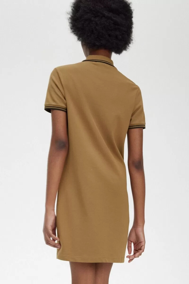 fred perry twin tipped skjorta dam klänning brun