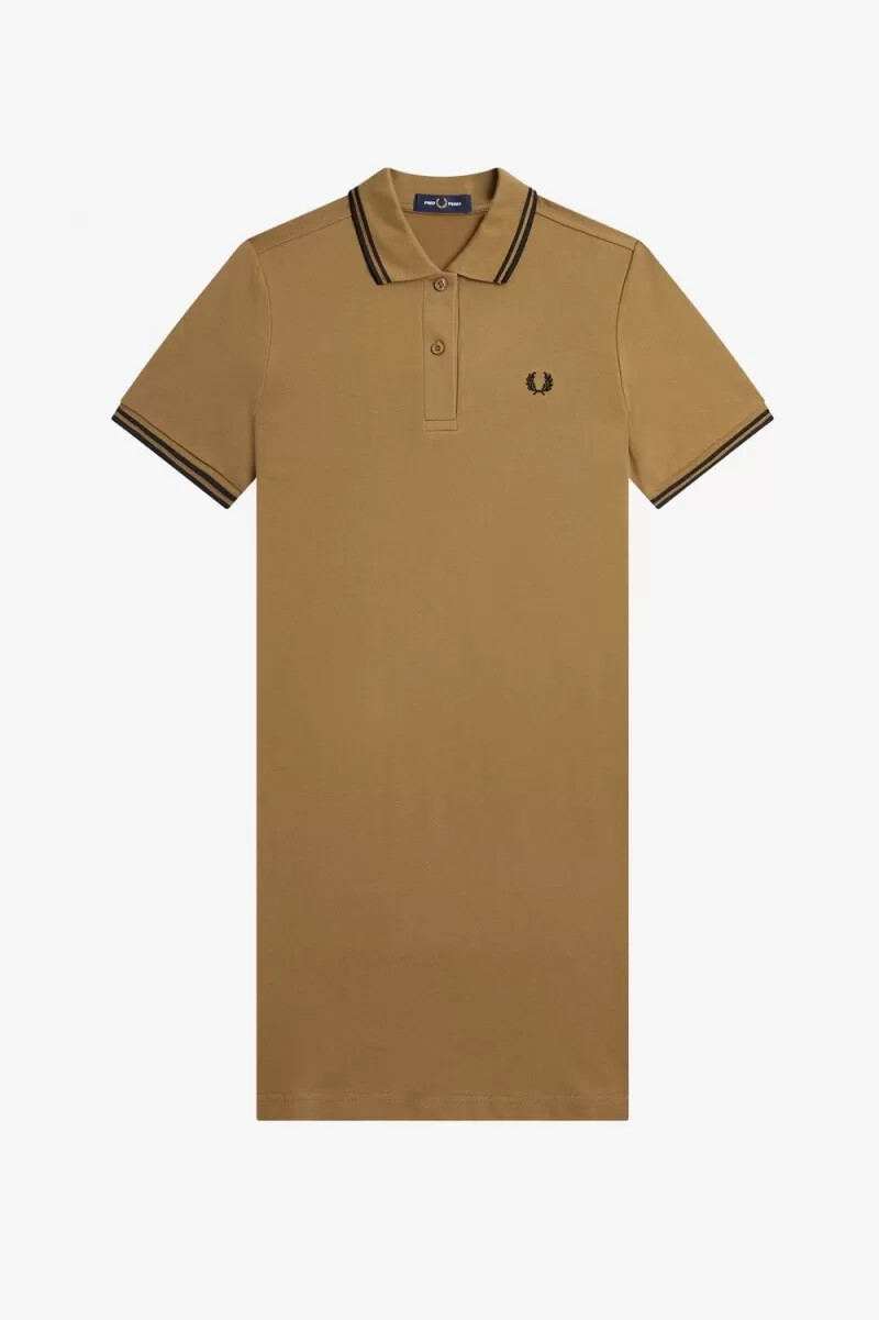 fred perry twin tipped skjorta dam klänning brun