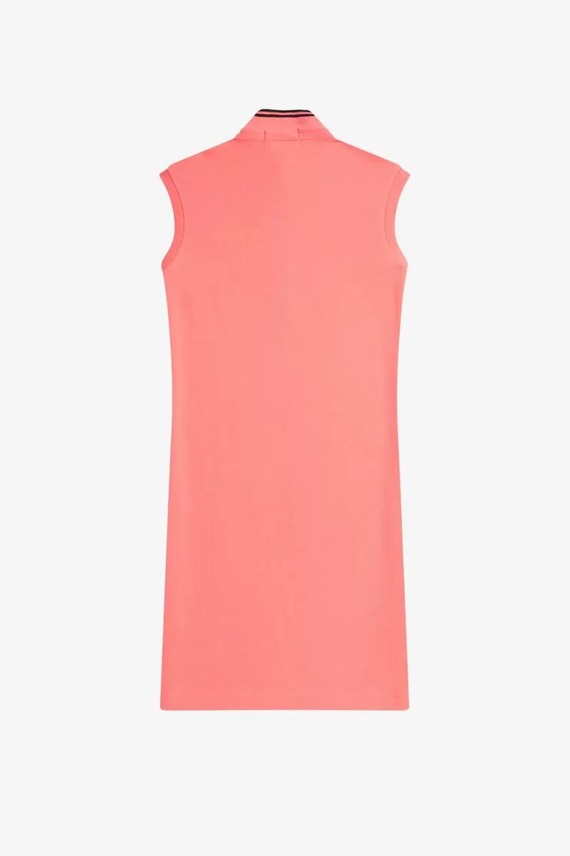 fred perry mönstrad piquéklänning dam coral heat