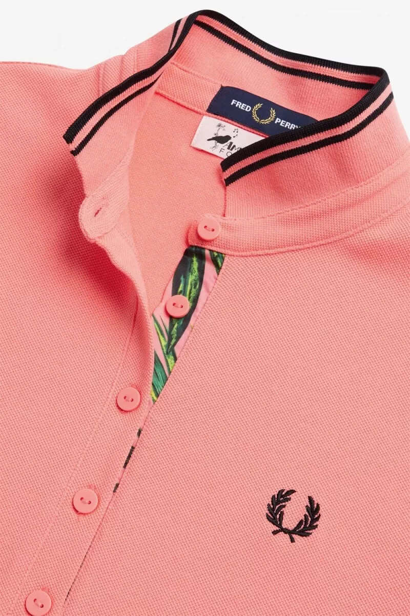 fred perry mönstrad piquéklänning dam coral heat