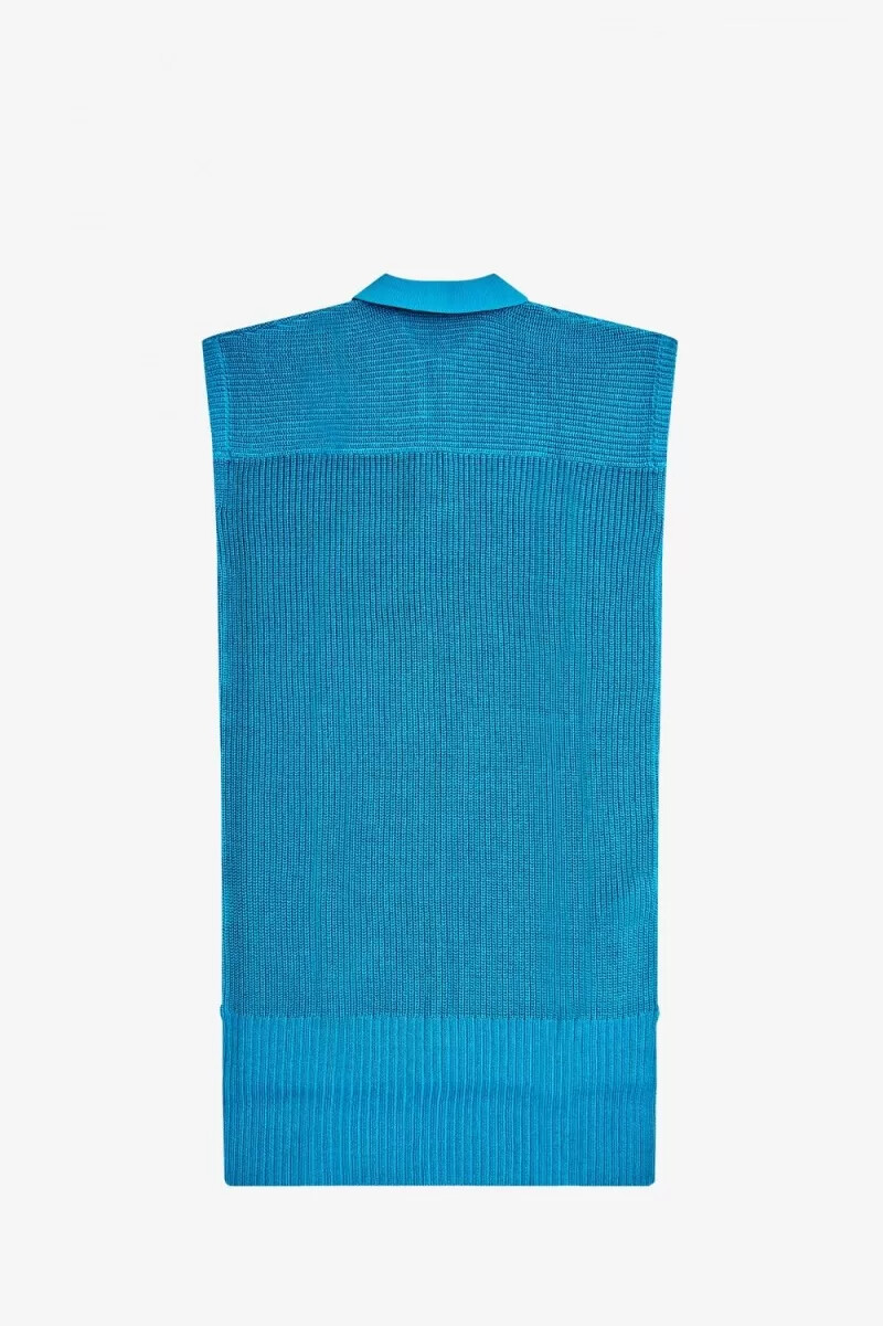 fred perry stickad skjorta damklänning cyberblå