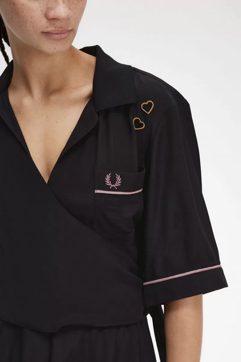 fred perry bowlingskjorta damklänning svart