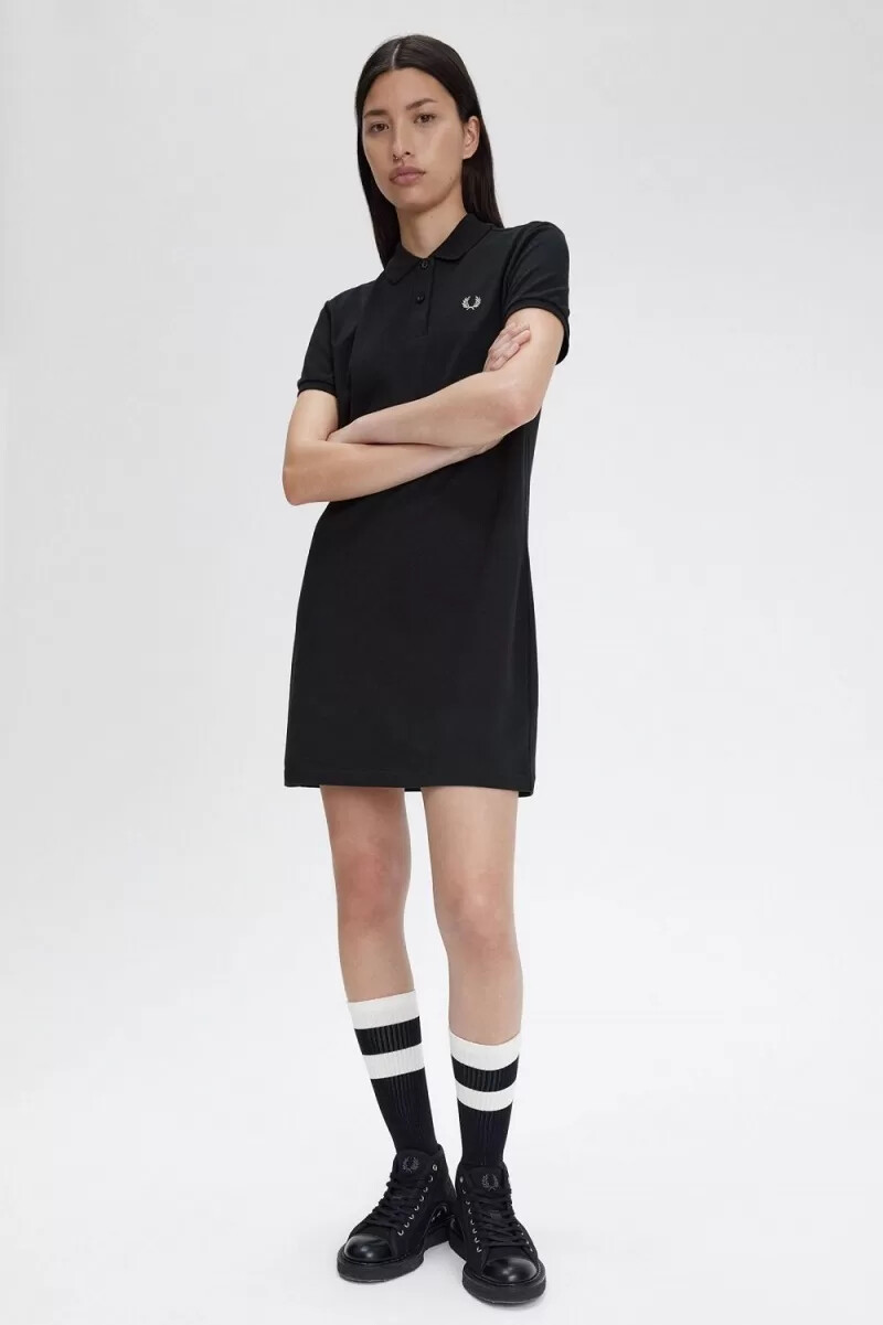 fred perry skjorta damklänning svart