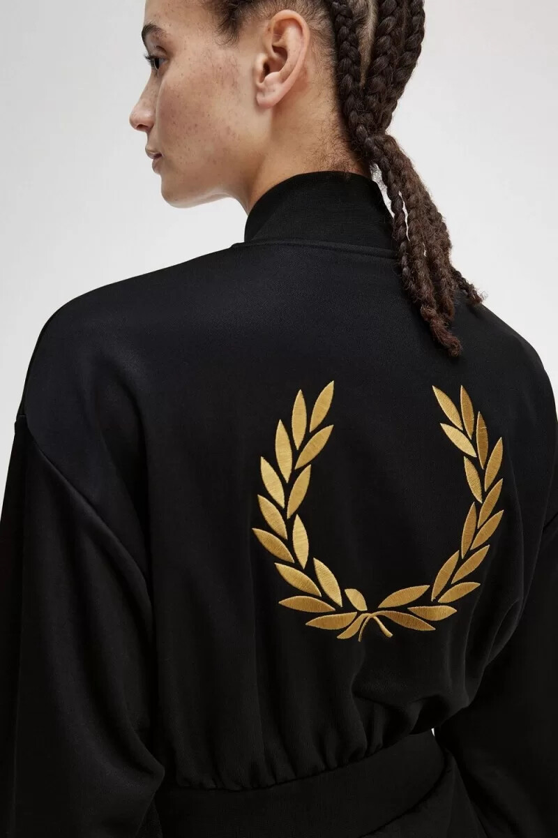 fred perry zip-through playsuit damklänning svart