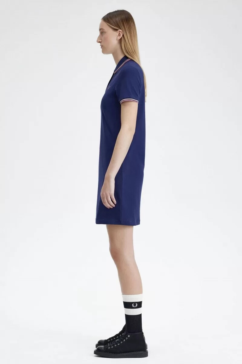 fred perry twin tipped shirt damklänning fransk marinblå
