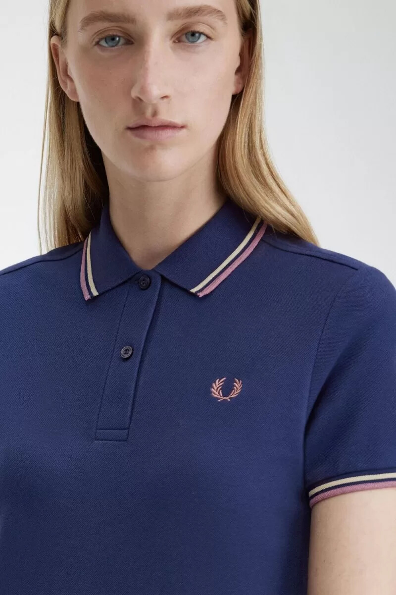 fred perry twin tipped shirt damklänning fransk marinblå