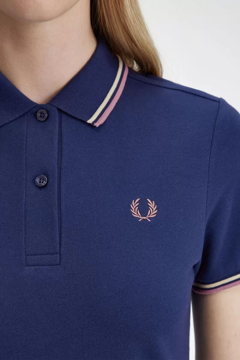 fred perry twin tipped shirt damklänning fransk marinblå