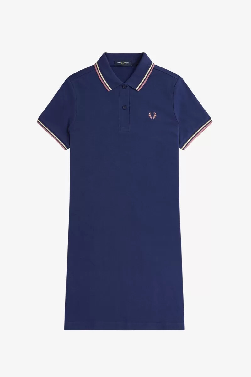 fred perry twin tipped shirt damklänning fransk marinblå