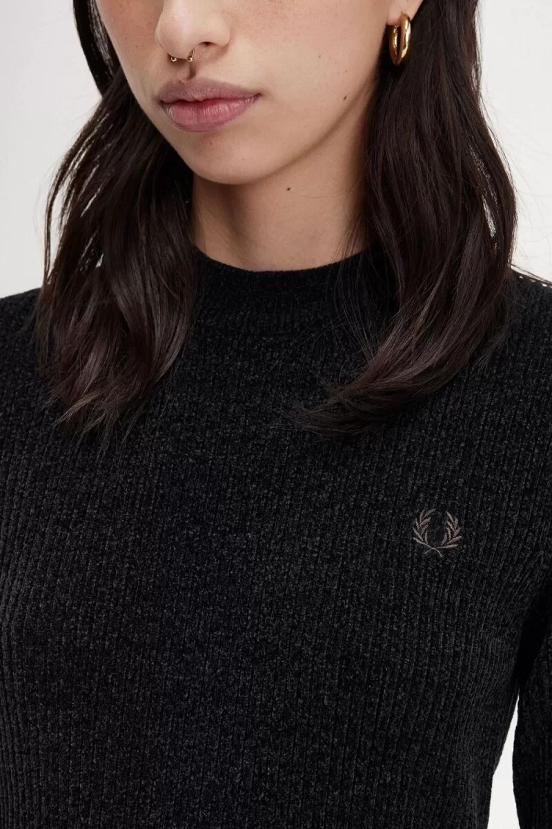 fred perry chenille rib damklänning svart