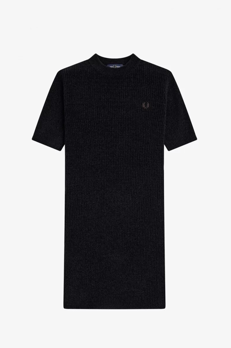 fred perry chenille rib damklänning svart