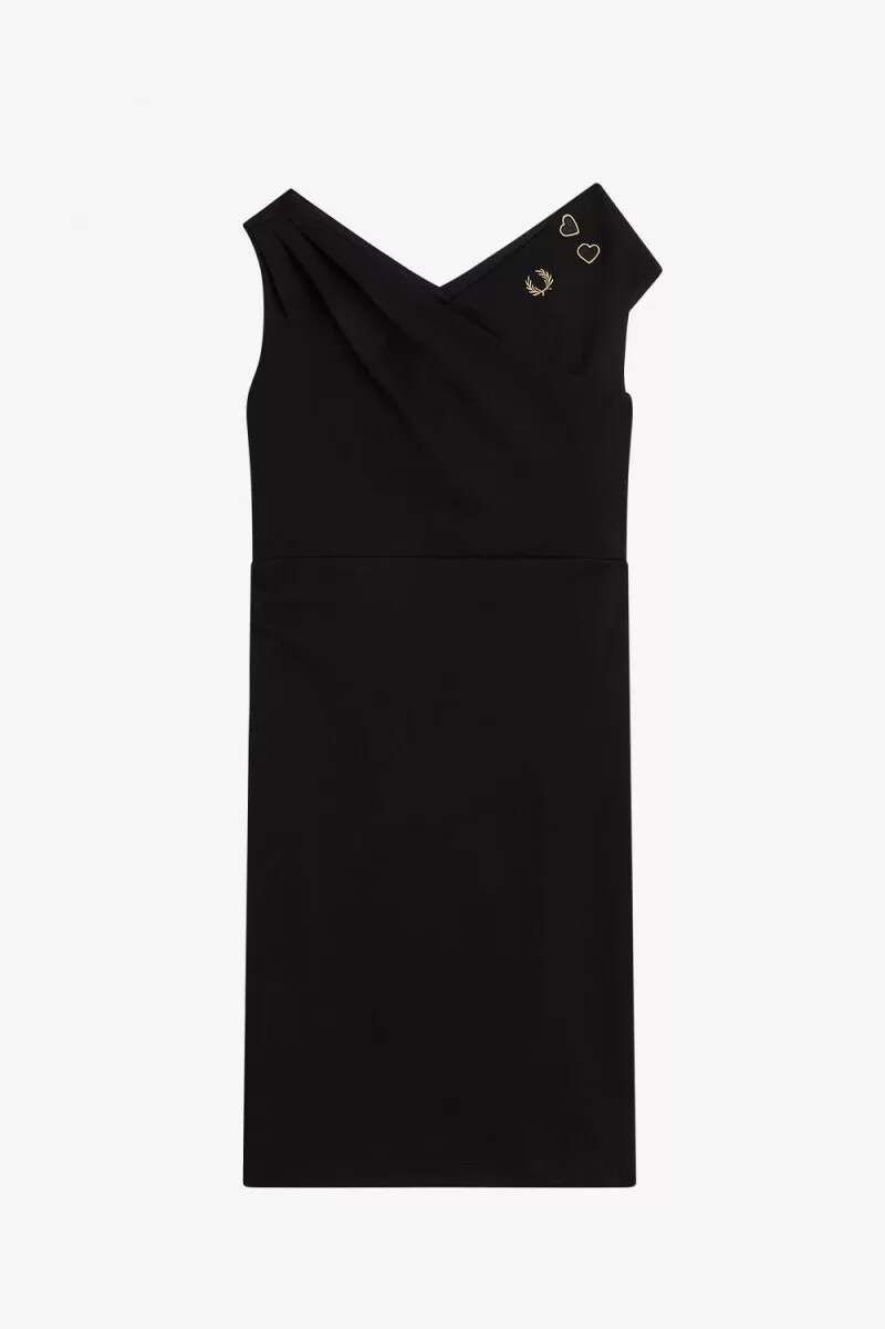 fred perry off-the-shoulder damklänning svart