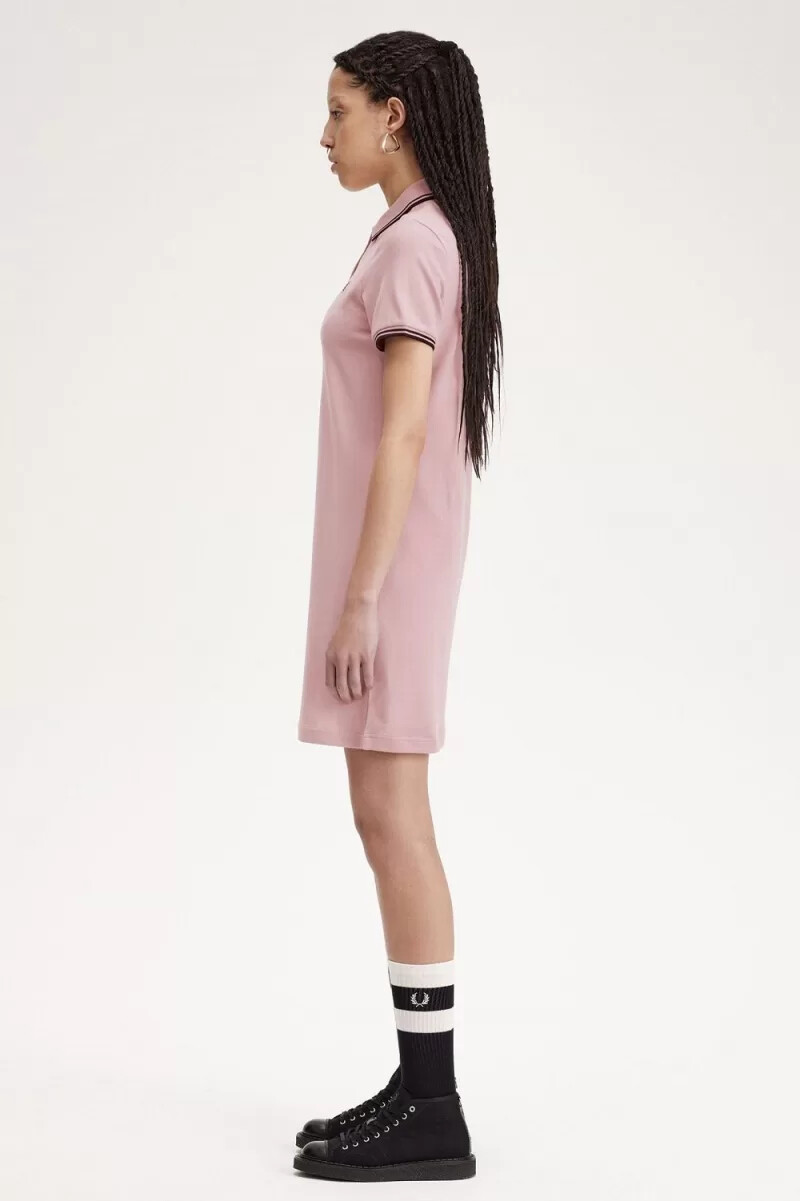 fred perry twin tipped shirt damklänning dusty rose pink
