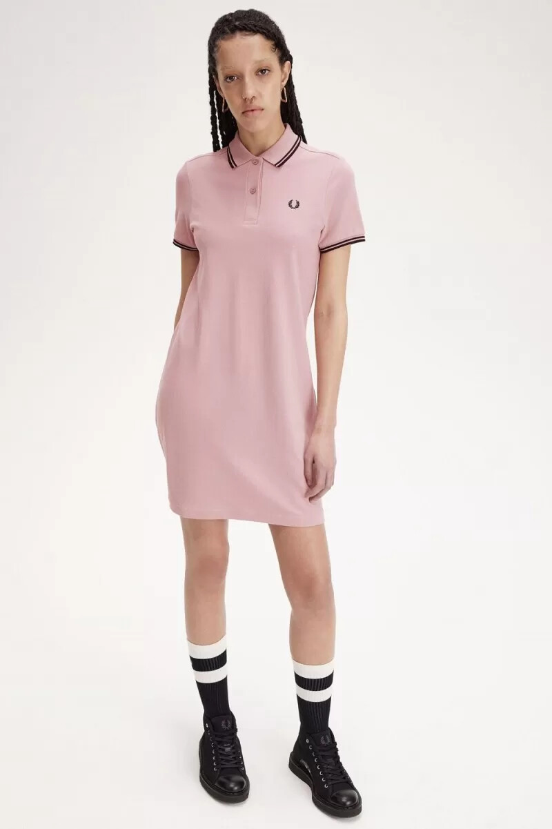 fred perry twin tipped shirt damklänning dusty rose pink