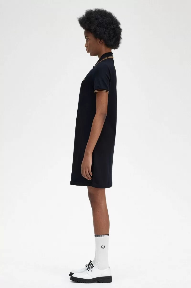 fred perry twin tipped shirt damklänning marinblå