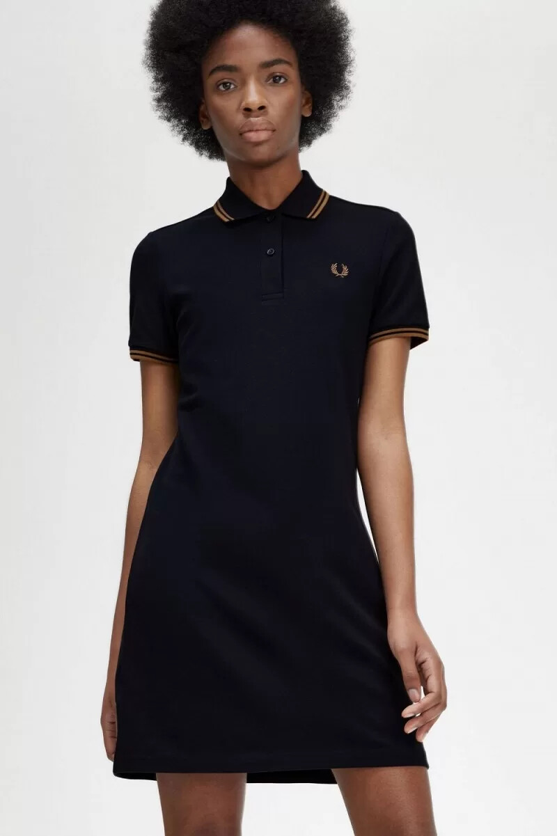 fred perry twin tipped shirt damklänning marinblå