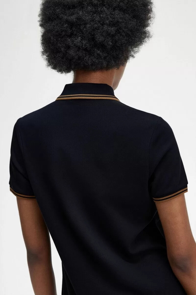 fred perry twin tipped shirt damklänning marinblå