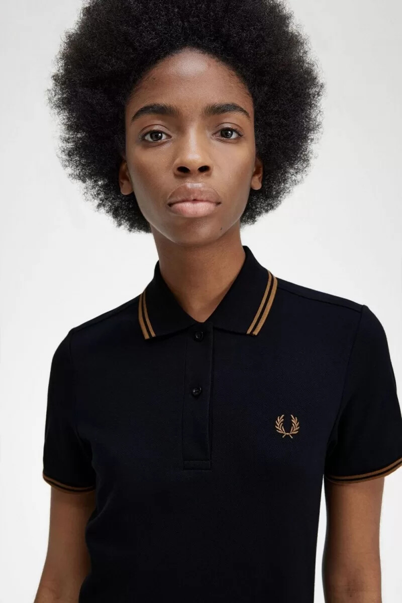 fred perry twin tipped shirt damklänning marinblå