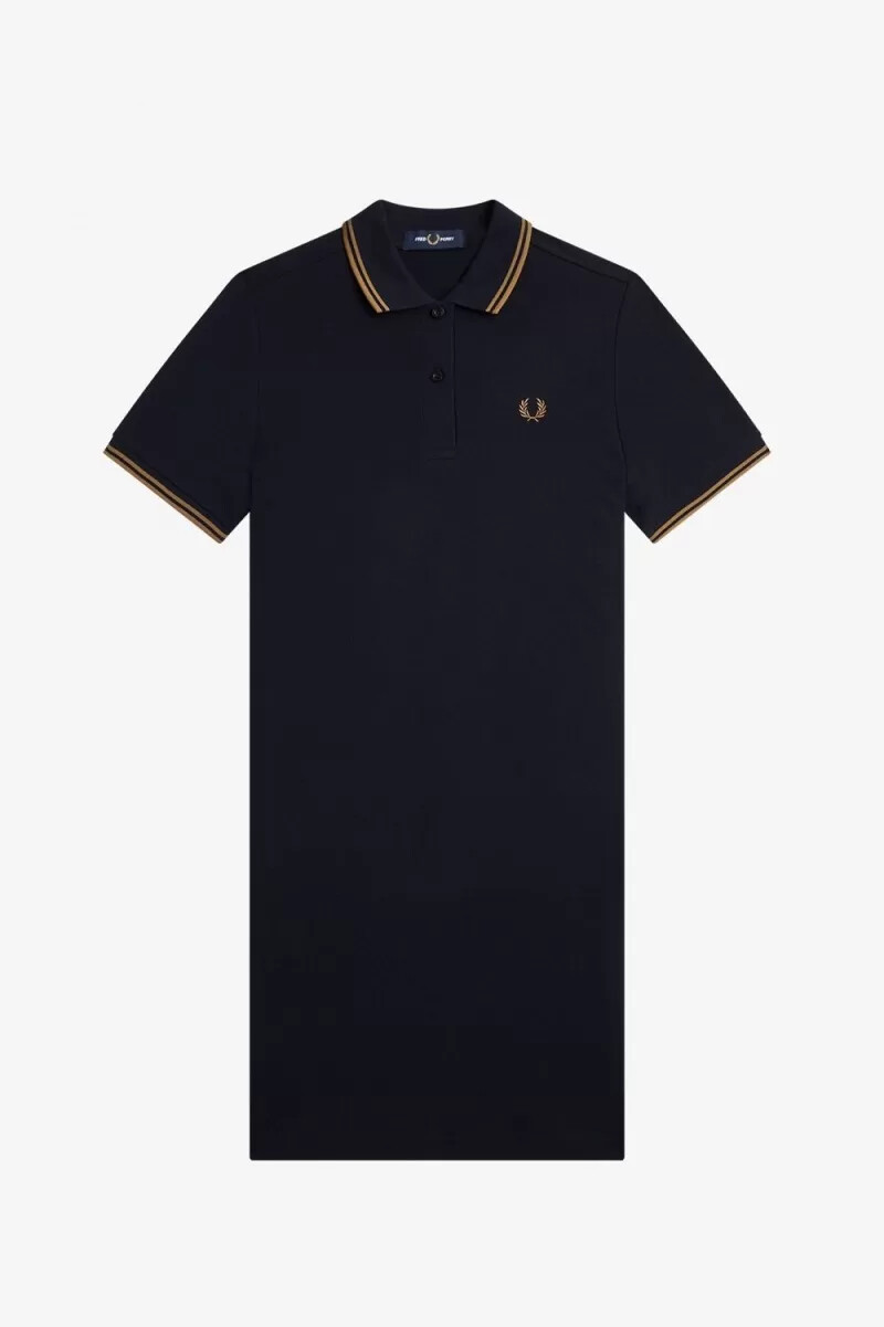 fred perry twin tipped shirt damklänning marinblå