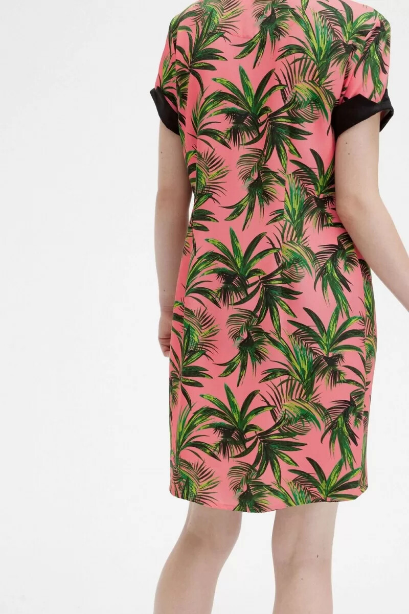 fred perry palm print skjorta damklänning coral heat