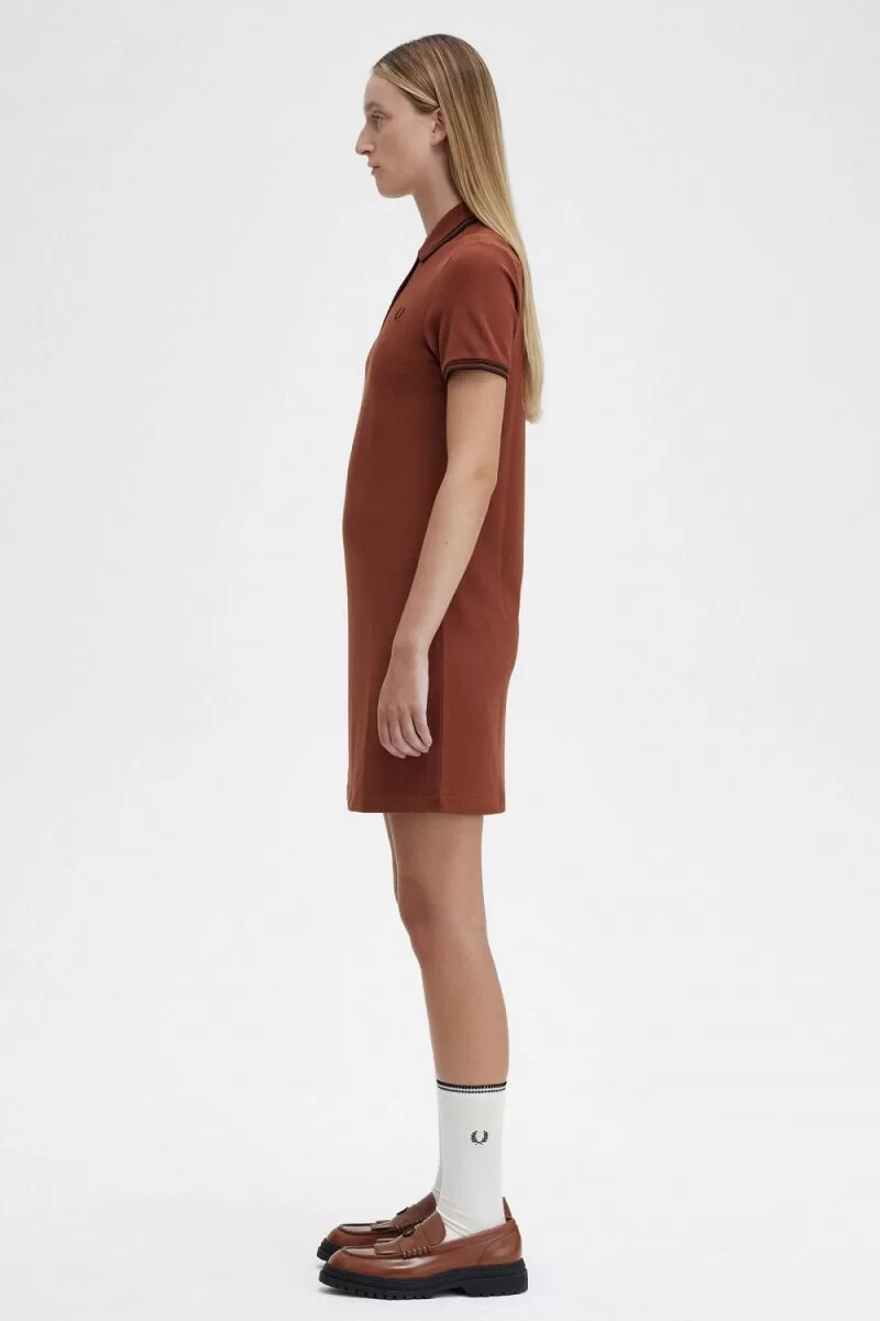 fred perry twin tipped shirt damklänning whiskybrun svart