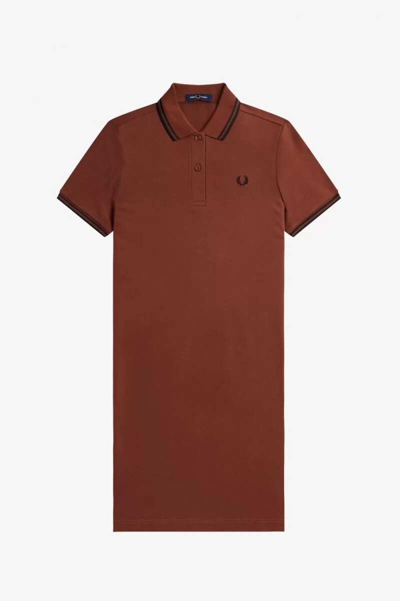 fred perry twin tipped shirt damklänning whiskybrun svart