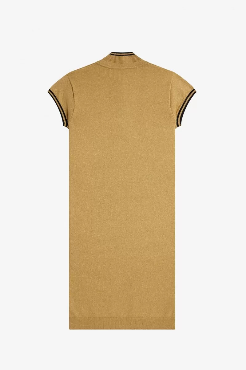 fred perry metallic stickad damklänning 1964 guld