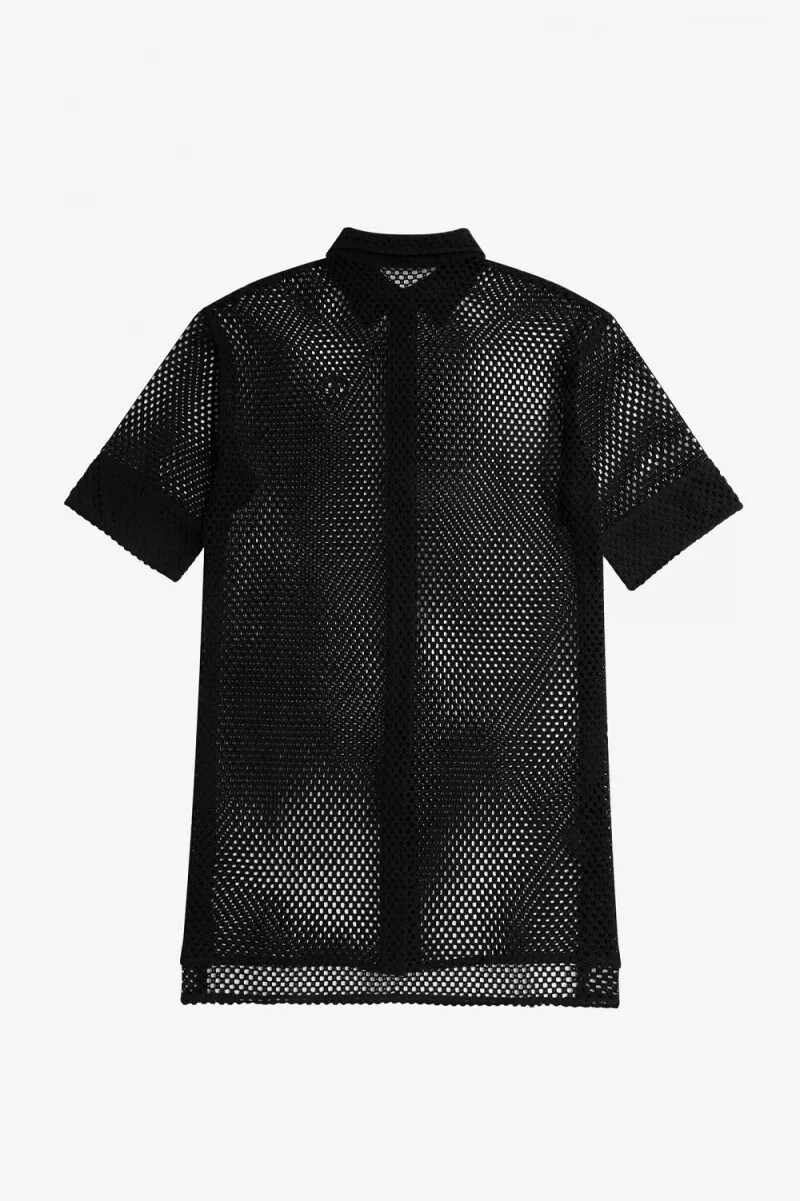 fred perry Öppen stickad skjorta damklänning svart